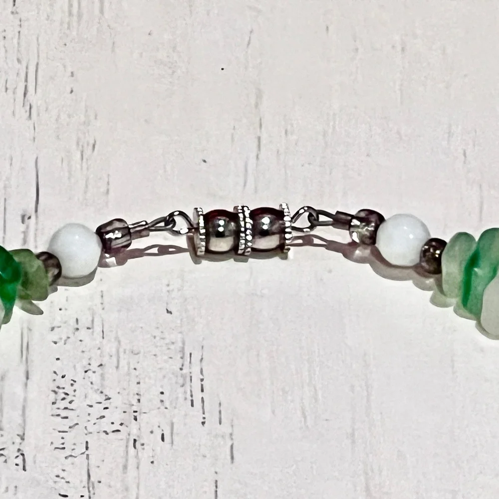 Green Aventurine and White Howlite Handmade Beaded Ankle Bracelet